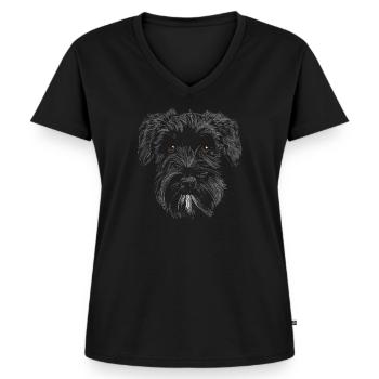 Zwergschnauzer Floki - Frauen Premium Bio T-Shirt mit V-Ausschnitt - Schwarz - Vorne - AI Model Female 172 light (172cm)