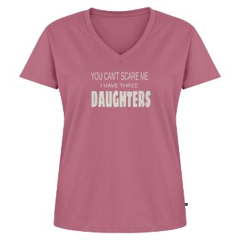 Le cadeau de papa ne peut pas me faire peur d'avoir trois filles - T-shirt encolure en V Premium bio Femme - mauve - Devant - AI Model Female 172 dark (172cm)