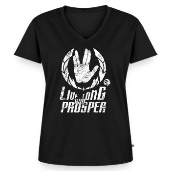 Star Trek Discovery Vulcains - T-shirt encolure en V Premium bio Femme - noir - Devant - AI Model Female 172 light (172cm)