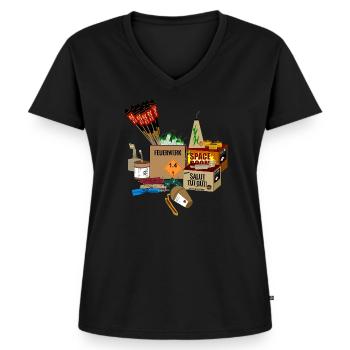 Feuerwerk für Silvester - Frauen Premium Bio T-Shirt mit V-Ausschnitt - Schwarz - Vorne - AI Model Female 172 light (172cm)