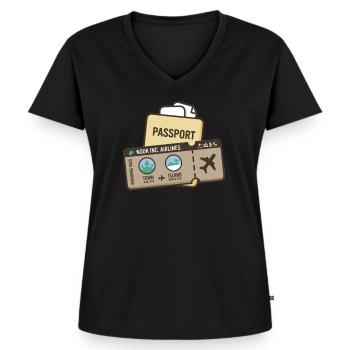 nook inc. Airlines - Women's Premium Organic V-neck T-shirt - black - Front - AI Model Female 172 light (172cm)