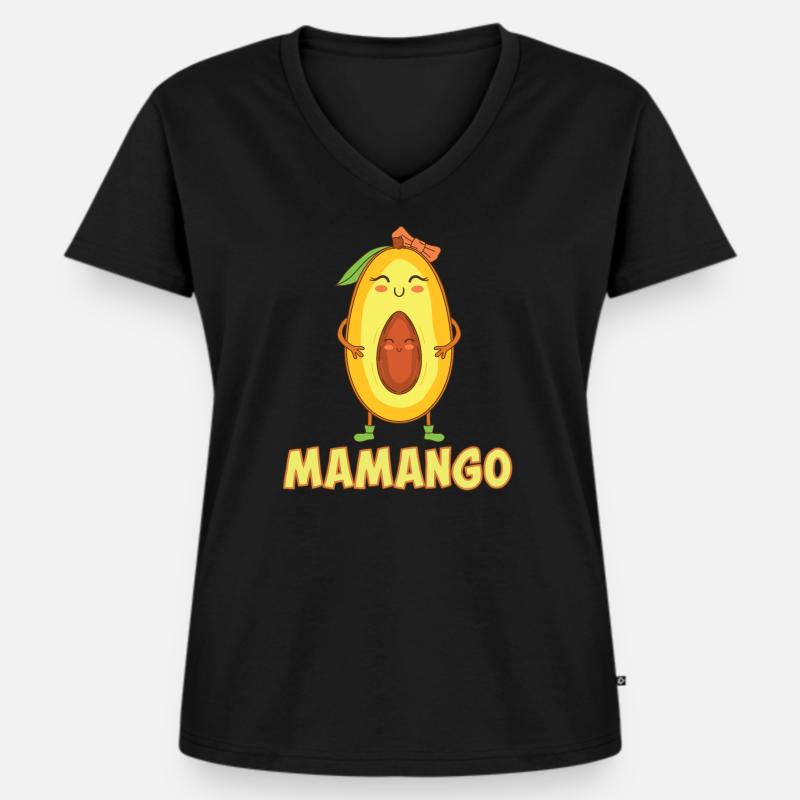 Nette Mama Mango Mamango Muttertag Baby Geschenk - Frauen Premium Bio T-Shirt mit V-Ausschnitt - Schwarz
