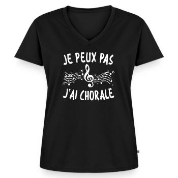 Je Peux Pas J'ai Chorale - T-shirt encolure en V Premium bio Femme - noir - Devant - AI Model Female 172 light (172cm)