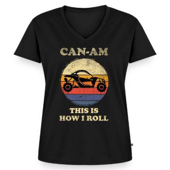 Rétro Vintage Quote This Is How Vintage I Roll - T-shirt encolure en V Premium bio Femme - noir - Devant - AI Model Female 172 light (172cm)