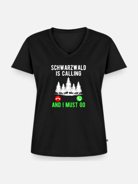 Der Schwarzwald ruft Schwarzwälder - Frauen Premium Bio T-Shirt mit V-Ausschnitt - Schwarz