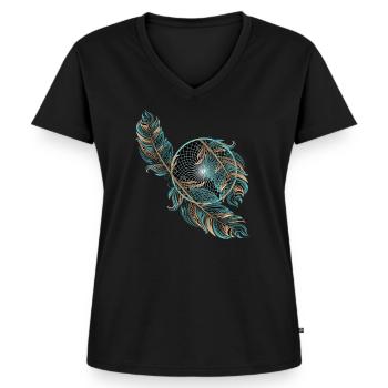 Traumfänger - Frauen Premium Bio T-Shirt mit V-Ausschnitt - Schwarz - Vorne - AI Model Female 172 light (172cm)