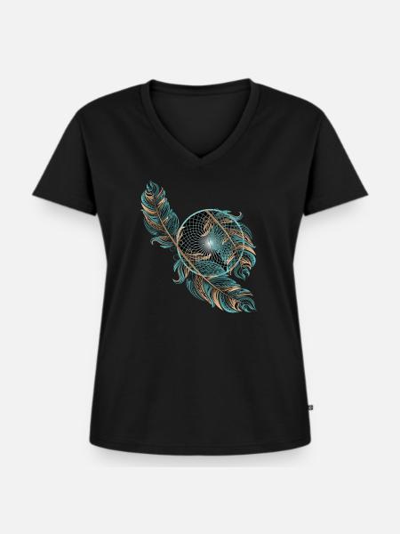 Traumfänger - Frauen Premium Bio T-Shirt mit V-Ausschnitt - Schwarz