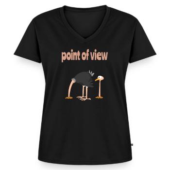 Vogel Strauss Taktik - Point Of View - Frauen Premium Bio T-Shirt mit V-Ausschnitt - Schwarz - Vorne - AI Model Female 172 light (172cm)