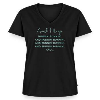 Human Design Generator "Running!" - Frauen Premium Bio T-Shirt mit V-Ausschnitt - Schwarz - Vorne - AI Model Female 172 light (172cm)