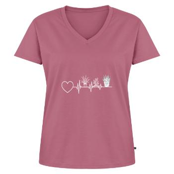 Jardinage Cœur Palpitations High Life Hobby Fun - T-shirt encolure en V Premium bio Femme - mauve - Devant - AI Model Female 172 dark (172cm)