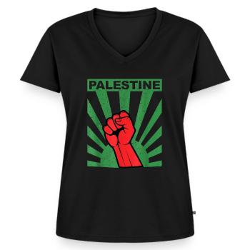 Palästina Frei Freiheit Free Gaza - Frauen Premium Bio T-Shirt mit V-Ausschnitt - Schwarz - Vorne - AI Model Female 172 light (172cm)