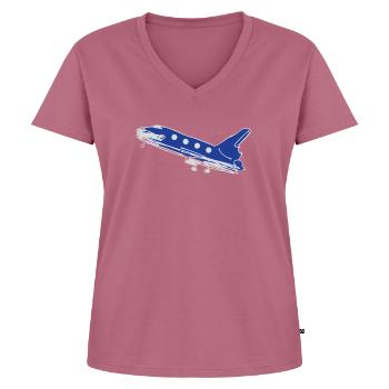 voyage vol rocketpinke fusée voyage voyage flie - T-shirt encolure en V Premium bio Femme - mauve - Devant - AI Model Female 172 dark (172cm)