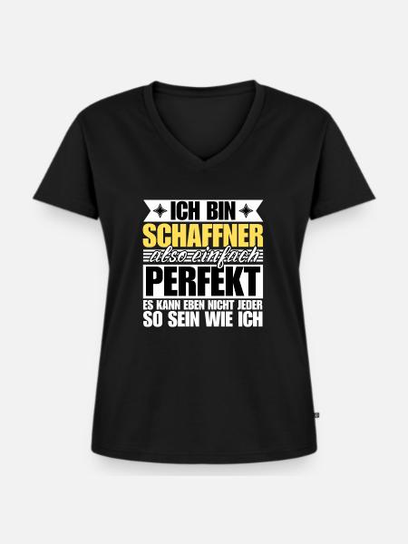 Perfekter Schaffner - Frauen Premium Bio T-Shirt mit V-Ausschnitt - Schwarz