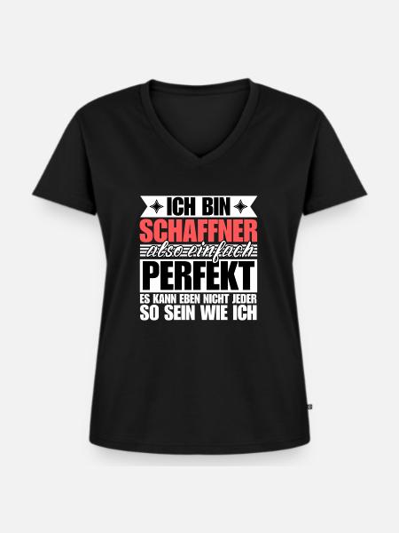 Perfekter Schaffner - Frauen Premium Bio T-Shirt mit V-Ausschnitt - Schwarz