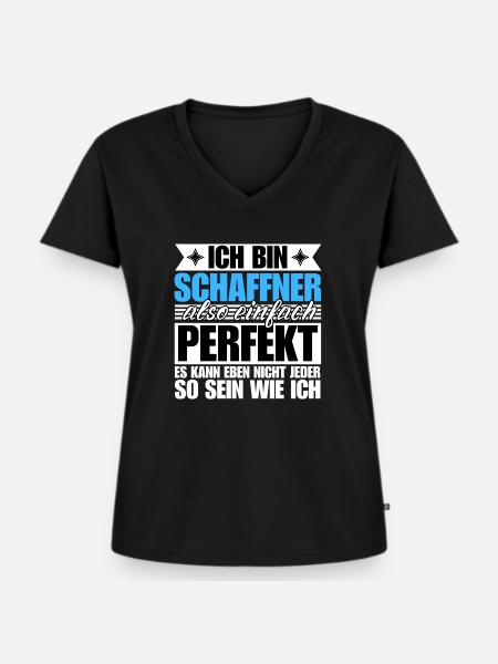 Perfekter Schaffner - Frauen Premium Bio T-Shirt mit V-Ausschnitt - Schwarz