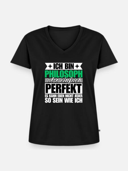 Perfekter Philosoph - Frauen Premium Bio T-Shirt mit V-Ausschnitt - Schwarz