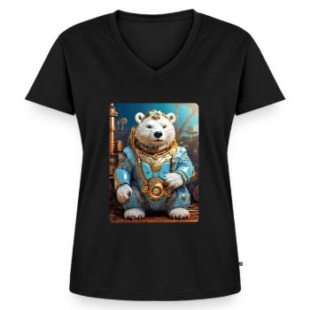 Steampunk Ice Bear 1.13 - Women's Premium Organic V-neck T-shirt - black - Front - AI Model Female 172 light (172cm)
