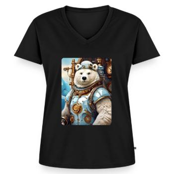 Steampunk Ice Bear 1.18 - Women's Premium Organic V-neck T-shirt - black - Front - AI Model Female 172 light (172cm)