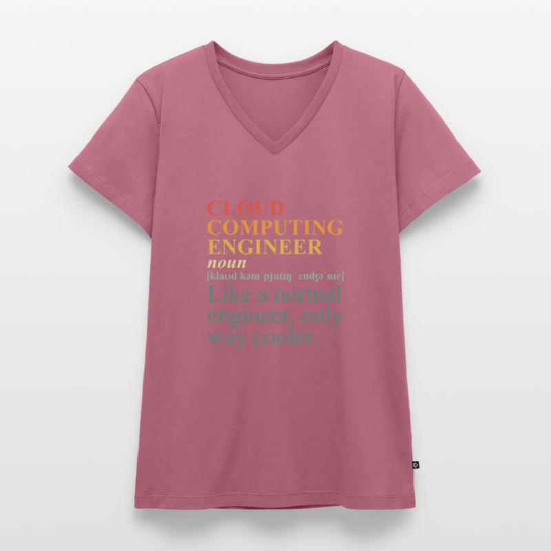 Cloud Computing Engineer Definition Retro Computer Frauen Premium Bio T-Shirt mit V-Ausschnitt