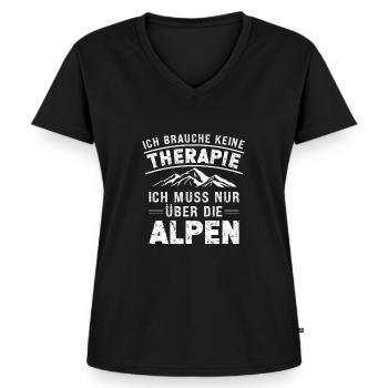 Brauche Keine Therapie Alpen Alpenüberquerung - Frauen Premium Bio T-Shirt mit V-Ausschnitt - Schwarz - Vorne - AI Model Female 172 light (172cm)