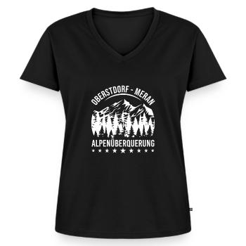 Alpenüberquerung Oberstdorf Meran E5 Fernwanderweg - Frauen Premium Bio T-Shirt mit V-Ausschnitt - Schwarz - Vorne - AI Model Female 172 light (172cm)