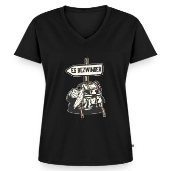 Alpenüberquerung Oberstdorf Meran E5 Fernwanderweg - Frauen Premium Bio T-Shirt mit V-Ausschnitt - Schwarz - Vorne - AI Model Female 172 light (172cm)