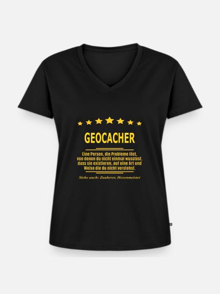 GEOCACHER - Frauen Premium Bio T-Shirt mit V-Ausschnitt - Schwarz