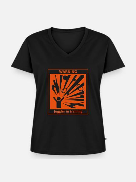juggling hazard - Frauen Premium Bio T-Shirt mit V-Ausschnitt - Schwarz