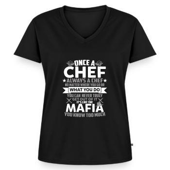 Once A Chef Always A Chef Rolig sarkastisk T-shirt - Ekologisk premium-T-shirt med V-ringning dam - svart - Fram - AI Model Female 172 light (172cm)