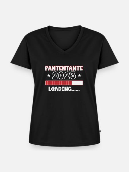 Patentante 2023 loading Taufpatin - Frauen Premium Bio T-Shirt mit V-Ausschnitt - Schwarz