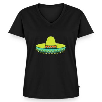 Sombrero Casquette - T-shirt encolure en V Premium bio Femme - noir - Devant - AI Model Female 172 light (172cm)