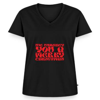 Wir Wünschen Ihnen Ein Frohes Weihnachtsfest - Frauen Premium Bio T-Shirt mit V-Ausschnitt - Schwarz - Vorne - AI Model Female 172 light (172cm)
