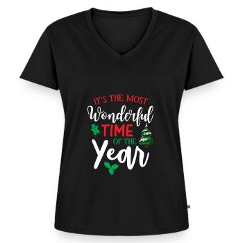 Es Ist Die Schönste Zeit Des Jahres - Frauen Premium Bio T-Shirt mit V-Ausschnitt - Schwarz - Vorne - AI Model Female 172 light (172cm)
