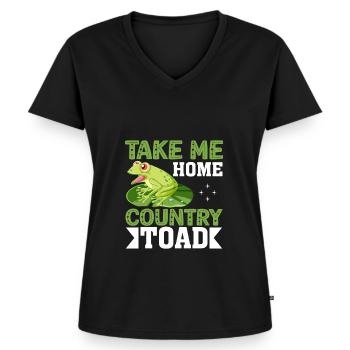 Take me home country toad - Women's Premium Organic V-neck T-shirt - black - Front - AI Model Female 172 light (172cm)