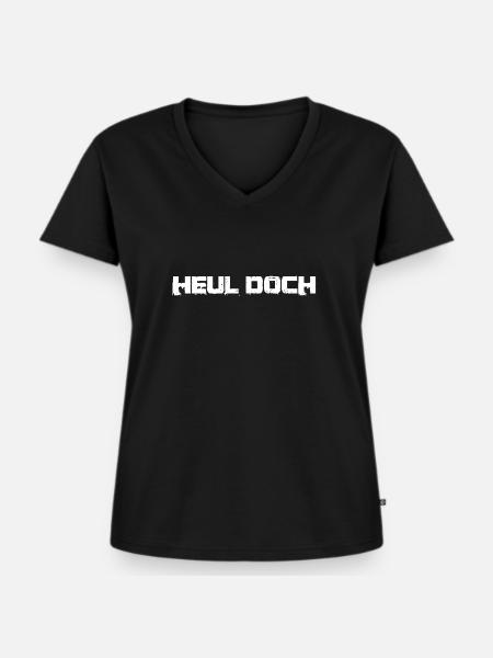 Provokanter Spruch: Heul doch - Frauen Premium Bio T-Shirt mit V-Ausschnitt - Schwarz