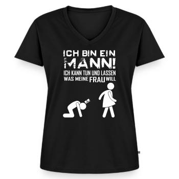 Mann Frau verheiratet Beziehung lustig - Frauen Premium Bio T-Shirt mit V-Ausschnitt - Schwarz - Vorne - AI Model Female 172 light (172cm)
