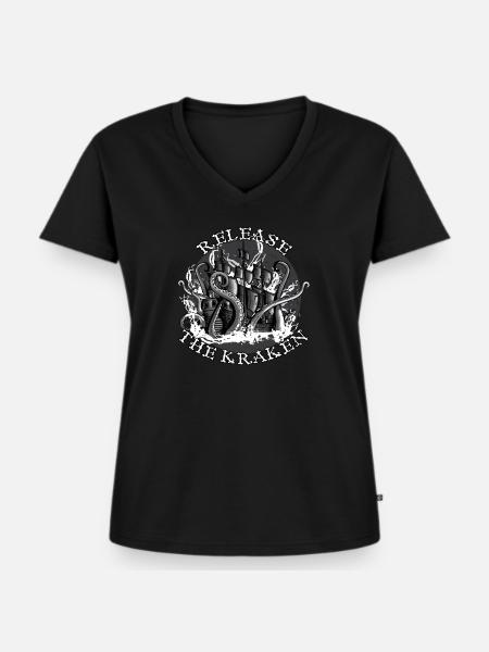 Release the Kraken! - Frauen Premium Bio T-Shirt mit V-Ausschnitt - Schwarz