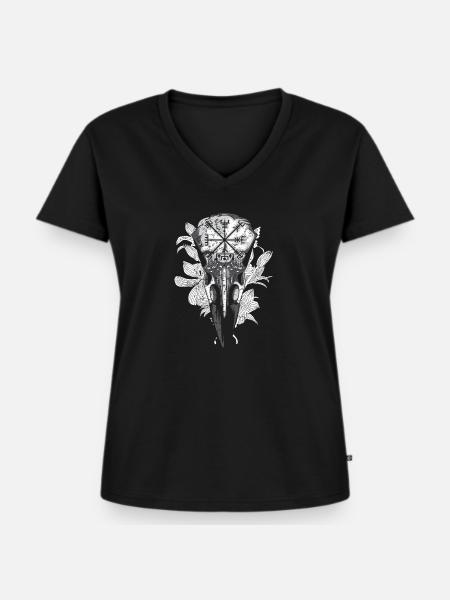 Kompass nordisch - Frauen Premium Bio T-Shirt mit V-Ausschnitt - Schwarz