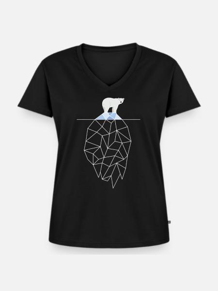 Eisbär auf Eisberg - Frauen Premium Bio T-Shirt mit V-Ausschnitt - Schwarz