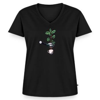 Kaffeeliebhaber Espresso Barista - Frauen Premium Bio T-Shirt mit V-Ausschnitt - Schwarz - Vorne - AI Model Female 172 light (172cm)