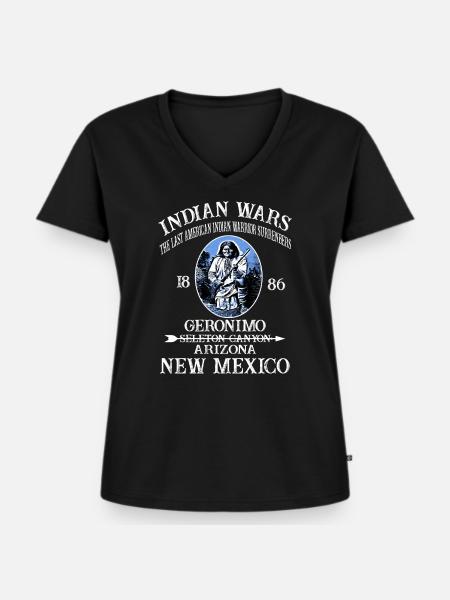 INDIAN WARS - Frauen Premium Bio T-Shirt mit V-Ausschnitt - Schwarz