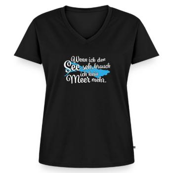 Wenn ich den See seh Bodensee - Frauen Premium Bio T-Shirt mit V-Ausschnitt - Schwarz - Vorne - AI Model Female 172 light (172cm)