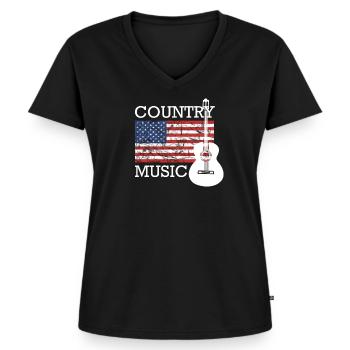 Musique country - T-shirt encolure en V Premium bio Femme - noir - Devant - AI Model Female 172 light (172cm)