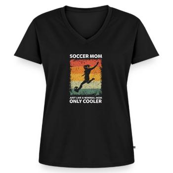 Soccer Mom Fußball Mama Fußballspieler Mutter - Frauen Premium Bio T-Shirt mit V-Ausschnitt - Schwarz - Vorne - AI Model Female 172 light (172cm)