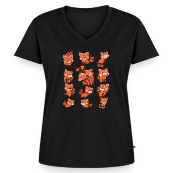 Red panda - Women's Premium Organic V-neck T-shirt - black - Front - AI Model Female 172 light (172cm)
