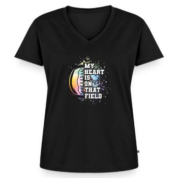American Football Mama Mutter Sprüche Football - Frauen Premium Bio T-Shirt mit V-Ausschnitt - Schwarz - Vorne - AI Model Female 172 light (172cm)