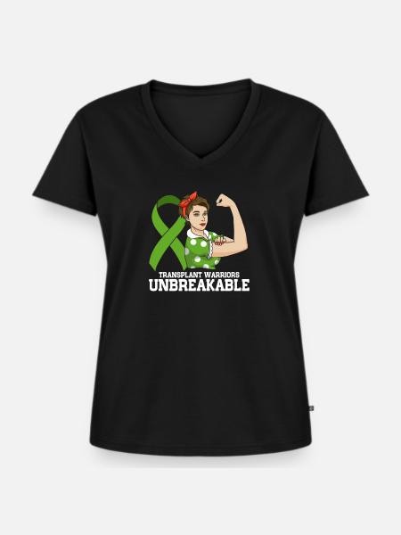 Organspender Unbreakable Organtransplantation - Frauen Premium Bio T-Shirt mit V-Ausschnitt - Schwarz