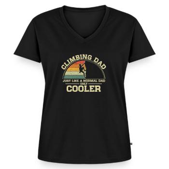 Escalade Papa Escalade Papa Fête des Pères Grimpeur - T-shirt encolure en V Premium bio Femme - noir - Devant - AI Model Female 172 light (172cm)