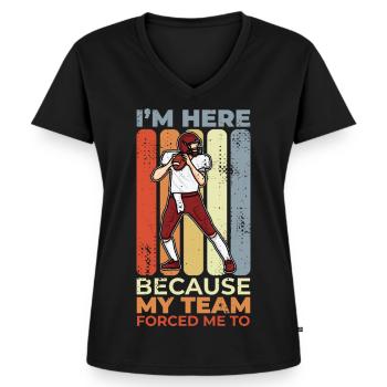 Lustiger Football Spruch - Frauen Premium Bio T-Shirt mit V-Ausschnitt - Schwarz - Vorne - AI Model Female 172 light (172cm)