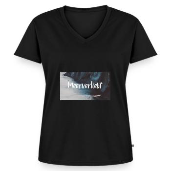 Meer Verliebt - Frauen Premium Bio T-Shirt mit V-Ausschnitt - Schwarz - Vorne - AI Model Female 172 light (172cm)